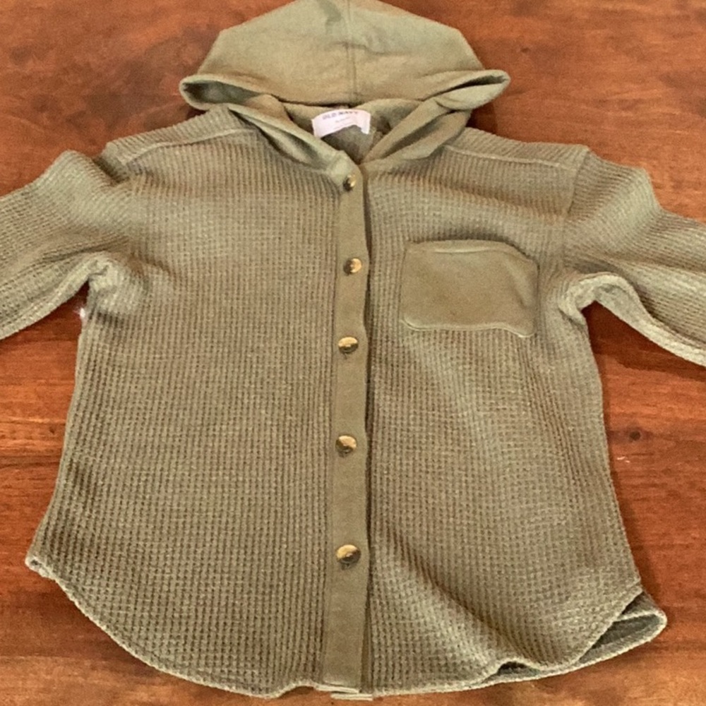 Old Navy Olive Green Girls Waffle Knit Sweater - Size XL (14/16)
